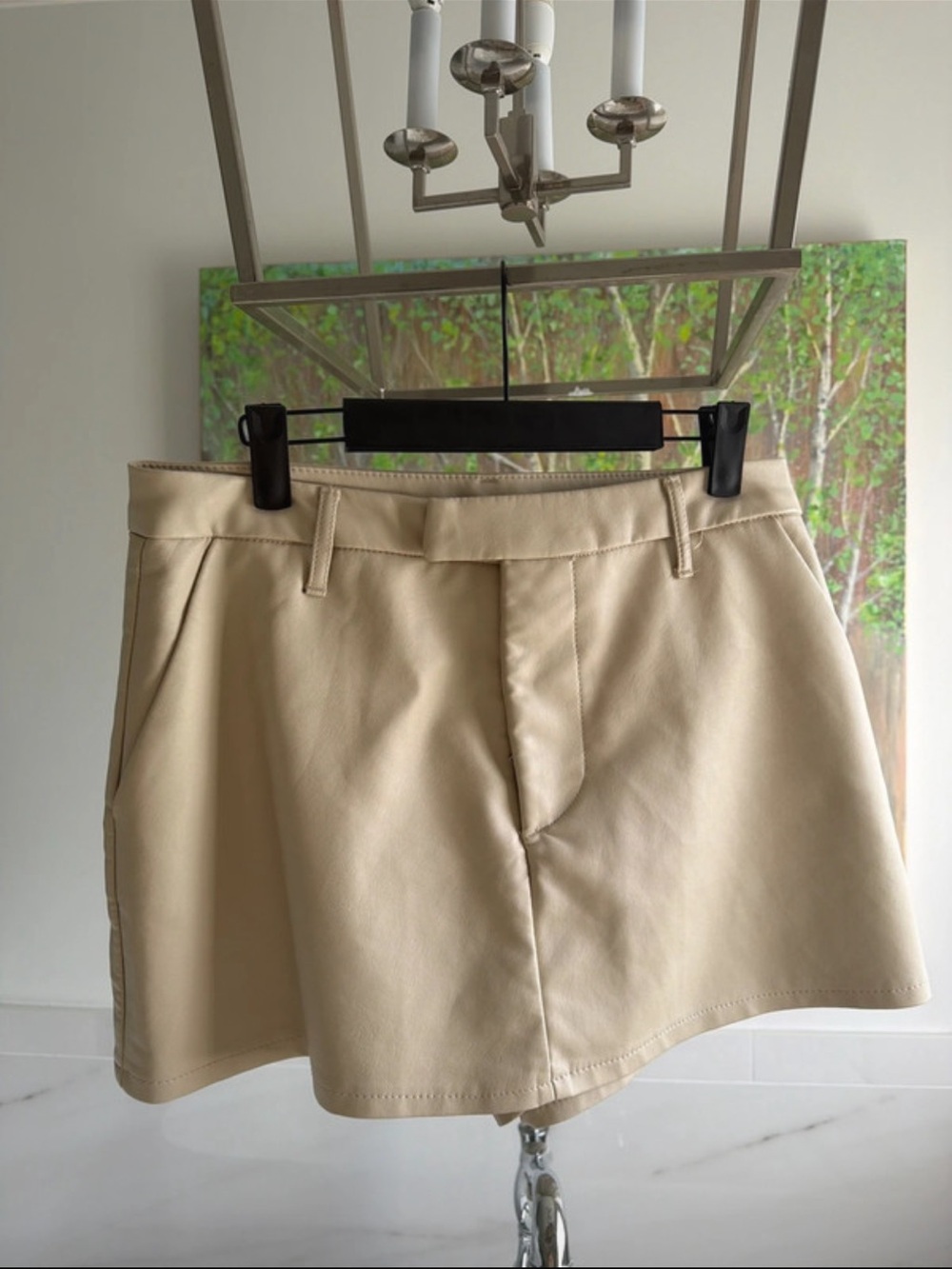 Women’s tan faux leather skort